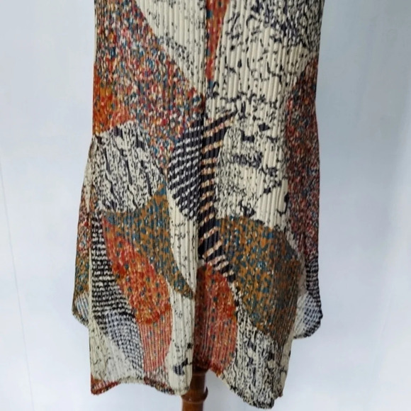 Paradise Asymmetrical Brown Red Orange‎  Turquoise Abstract PrintDuster Cover Up - Picture 10 of 12